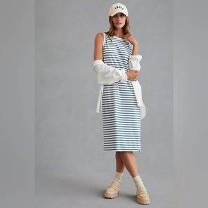 KULE Striped Tank Midi Dress in White, Navy & Green